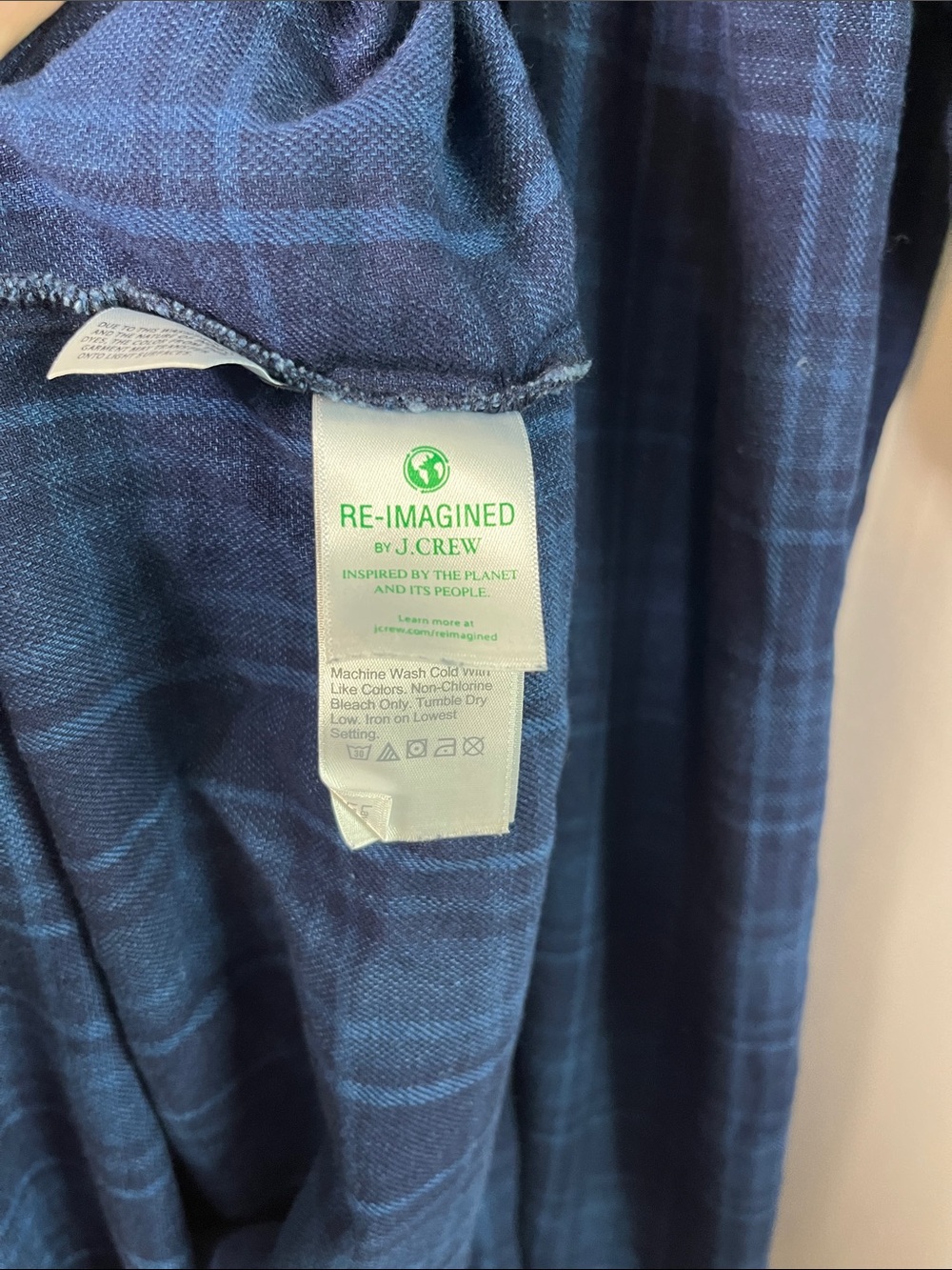 J crew 100% cotton indigo tartan plaid puff sleeve smocked midi dress sz m - Picture 8 of 9